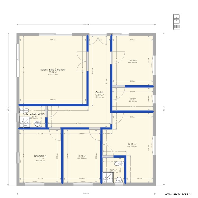 Maison de Guehouo version plein pied réduite. Plan de 0 pièce et 0 m2