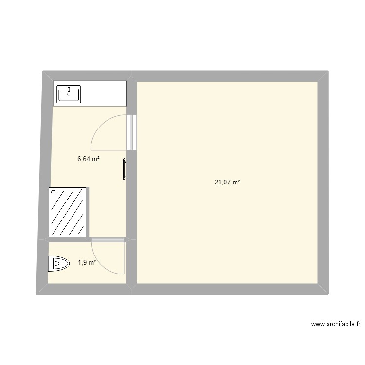 CH 0.1. Plan de 3 pièces et 30 m2