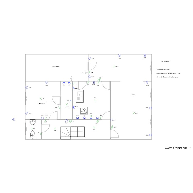 jules. Plan de 7 pièces et 68 m2