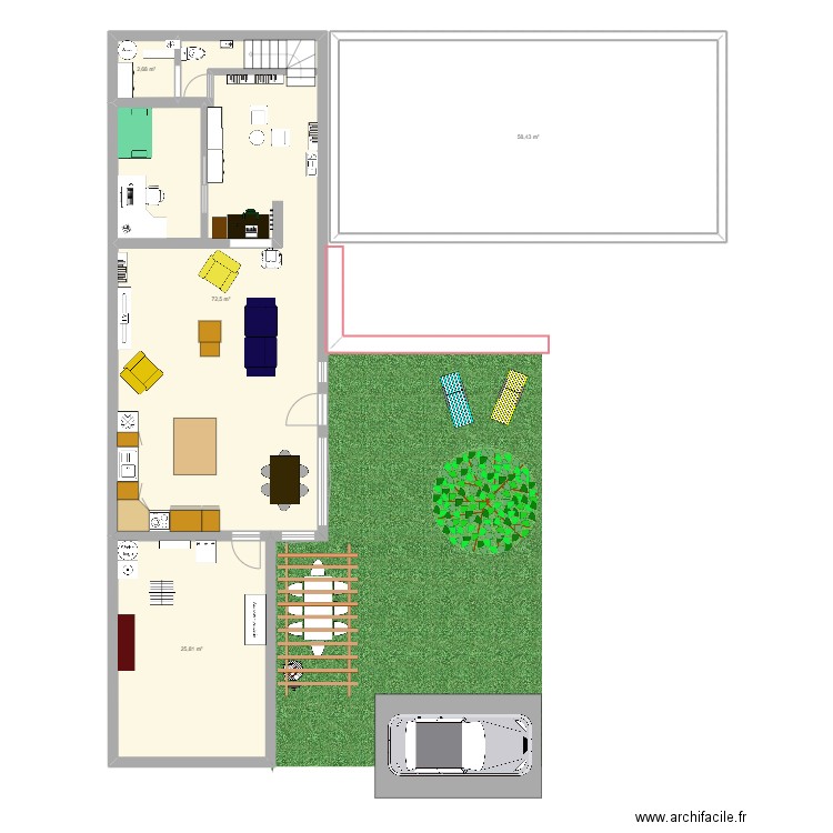 extension 1. Plan de 4 pièces et 159 m2