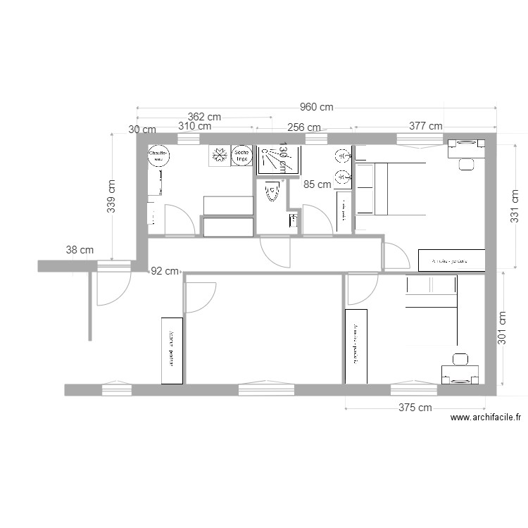 Guillaume Chambre 12C. Plan de 5 pièces et 47 m2