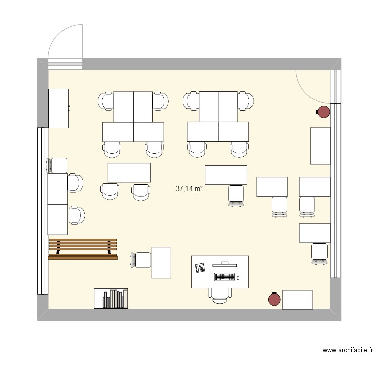 salle classe. Plan de 1 pièce et 37 m2