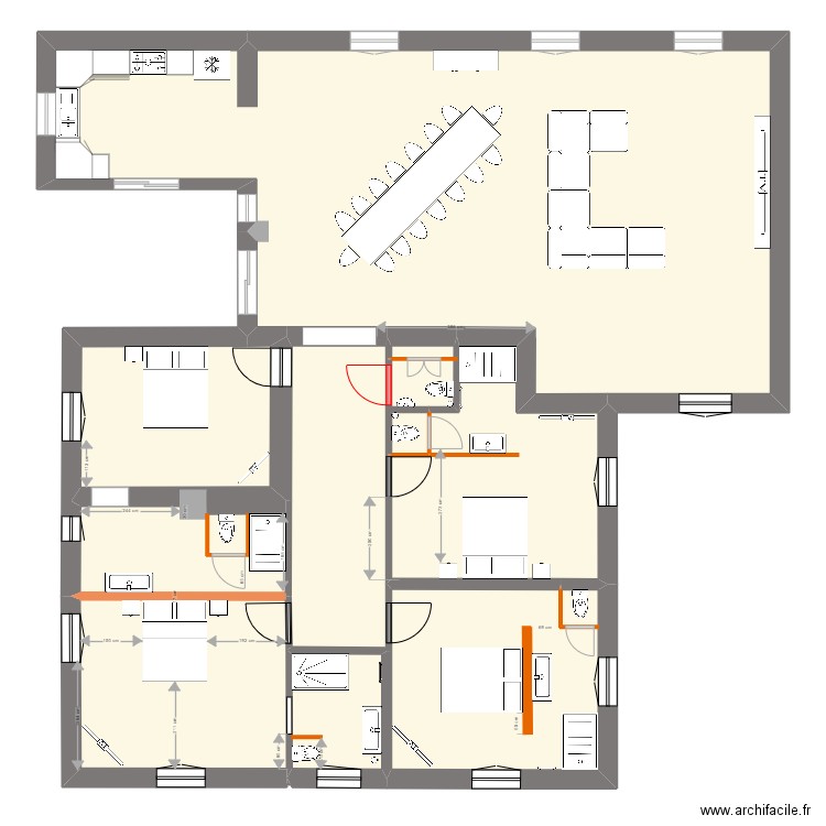 GITE JAUME. Plan de 9 pièces et 225 m2