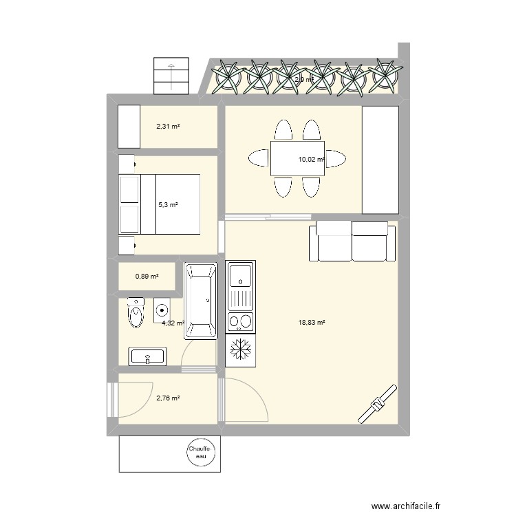 Bormes. Plan de 8 pièces et 47 m2