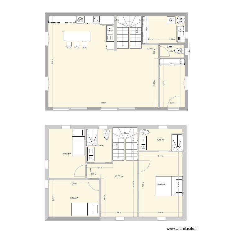 Garage. Plan de 8 pièces et 117 m2