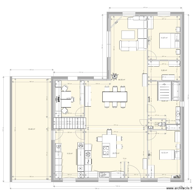 rdc3meublé bis. Plan de 0 pièce et 0 m2