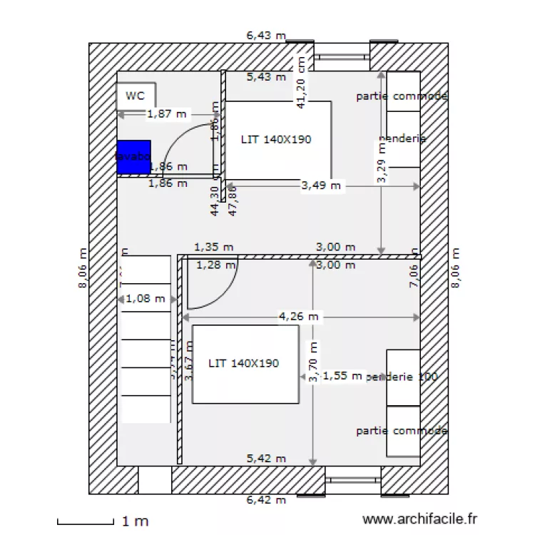 Logt Marges etage. Plan de 