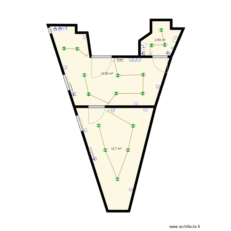 AUBERVILIER. Plan de 3 pièces et 29 m2