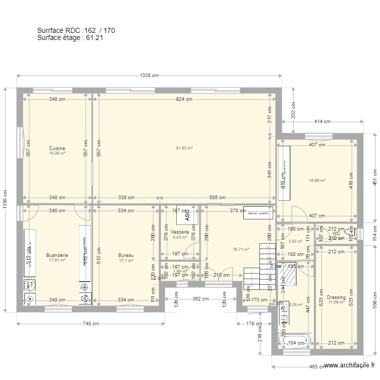 version JJ 17 12 21. Plan de 12 pièces et 172 m2