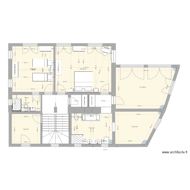 1er étage electrique. Plan de 7 pièces et 101 m2