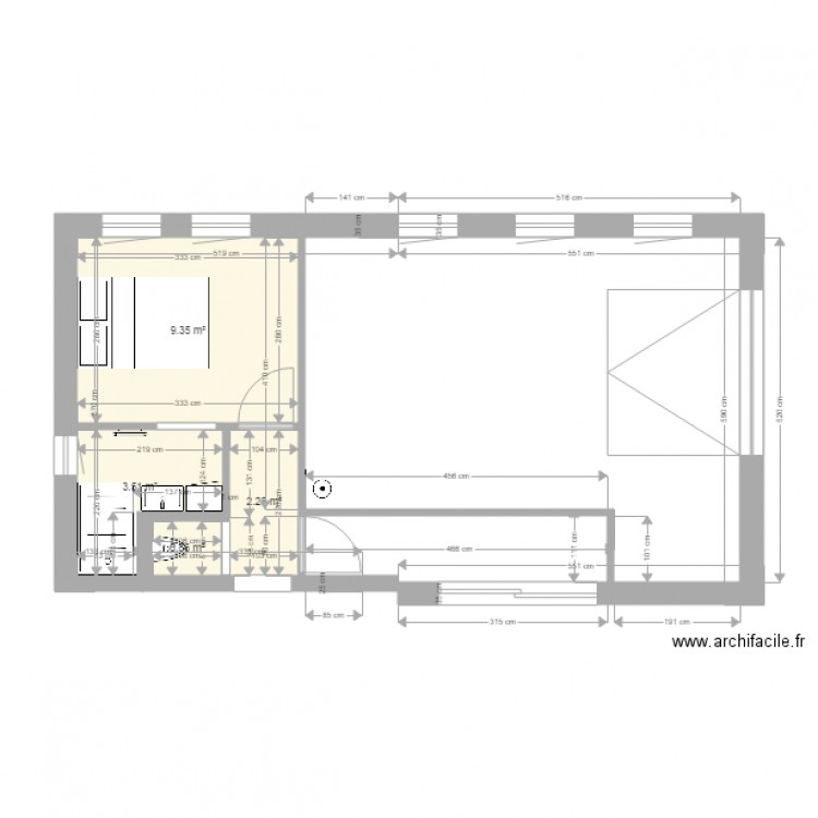 extension 2. Plan de 4 pièces et 16 m2