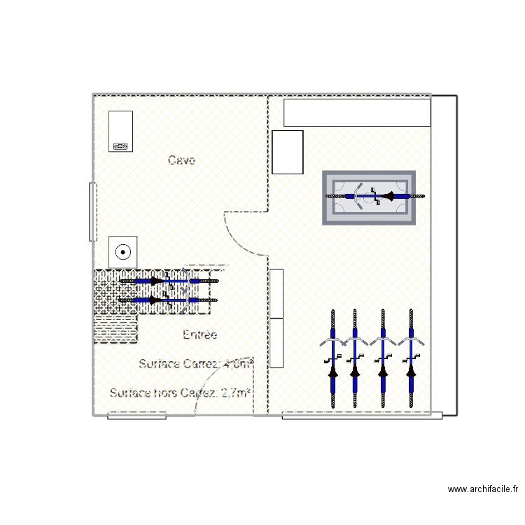 garage. Plan de 1 pièce et 35 m2