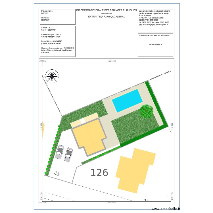 Lentilly. Plan de 2 pièces et 569 m2