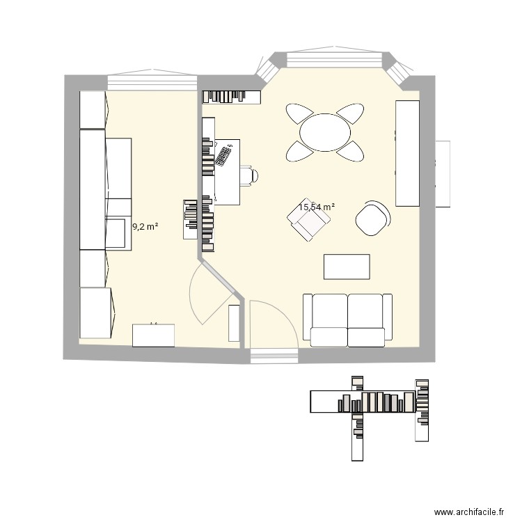 Soult1. Plan de 2 pièces et 25 m2