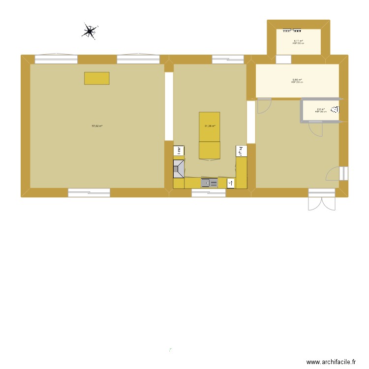 Plan maison Puylaurens christelle gîte. Plan de 6 pièces et 128 m2