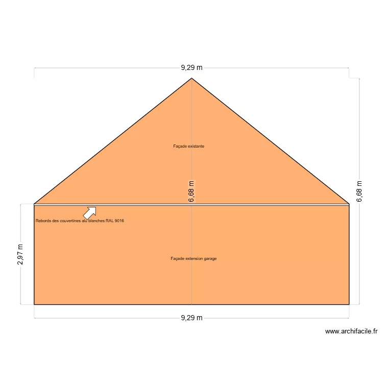 Fa&ccedil;ade extension Garage. Plan de 