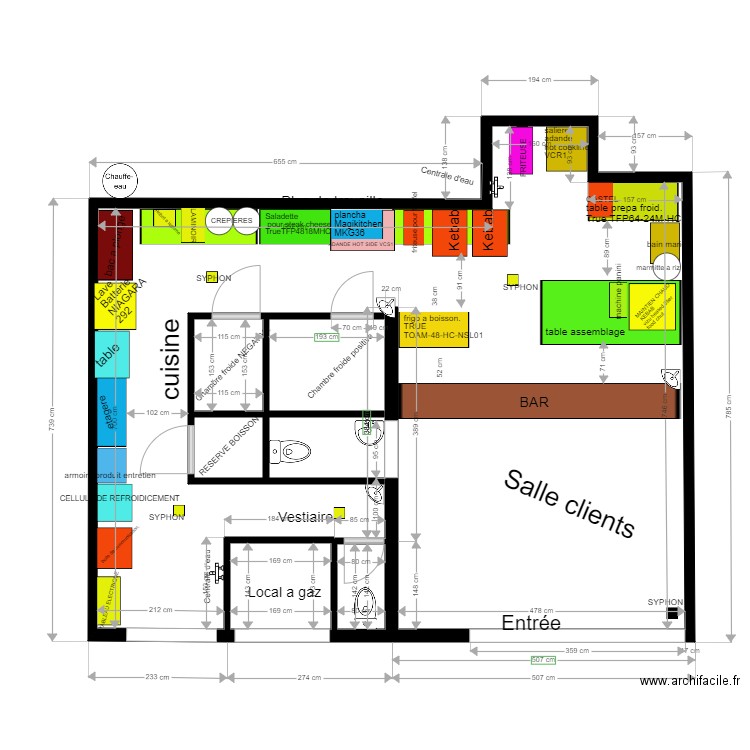 local kebab A. Plan de 4 pièces et 71 m2