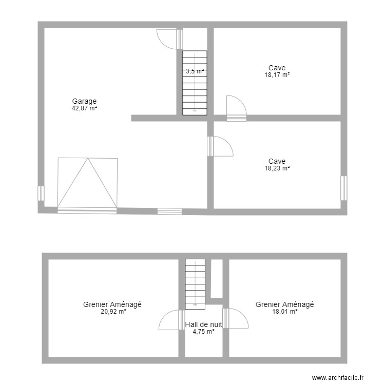 Mettet sous sol et 1er. Plan de 0 pièce et 0 m2