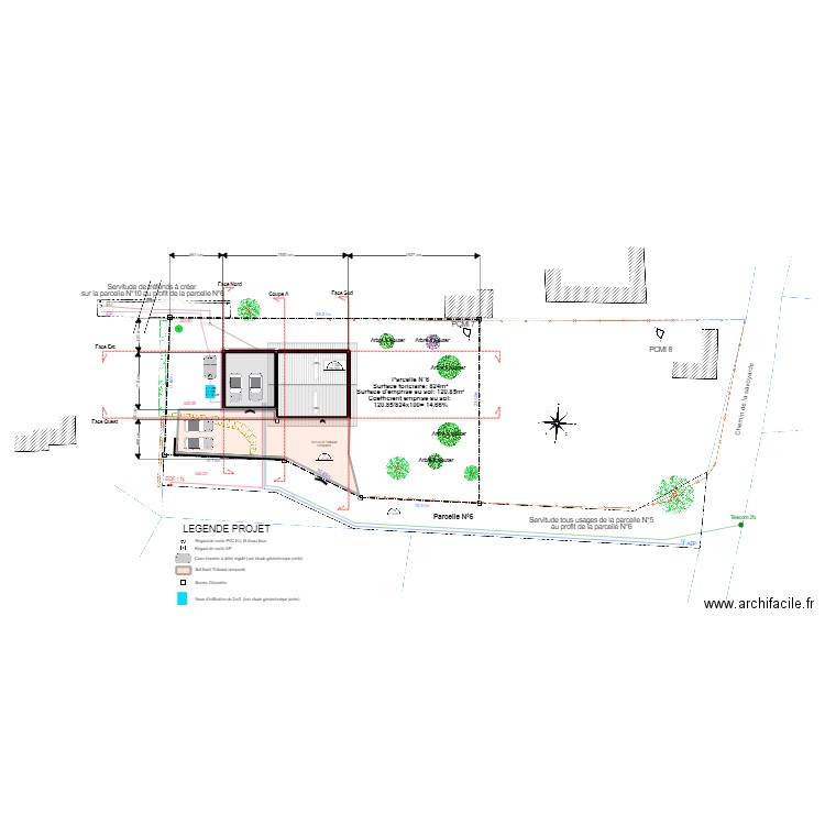 Plan de masse. Plan de 4 pièces et 243 m2