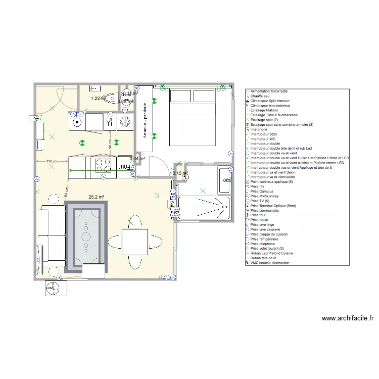 Nocca Appartement V3. Plan de 