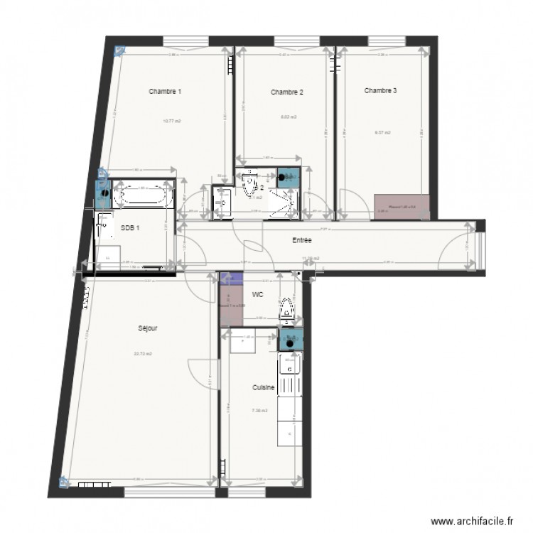 Plan existant appartement LODI. Plan de 0 pièce et 0 m2