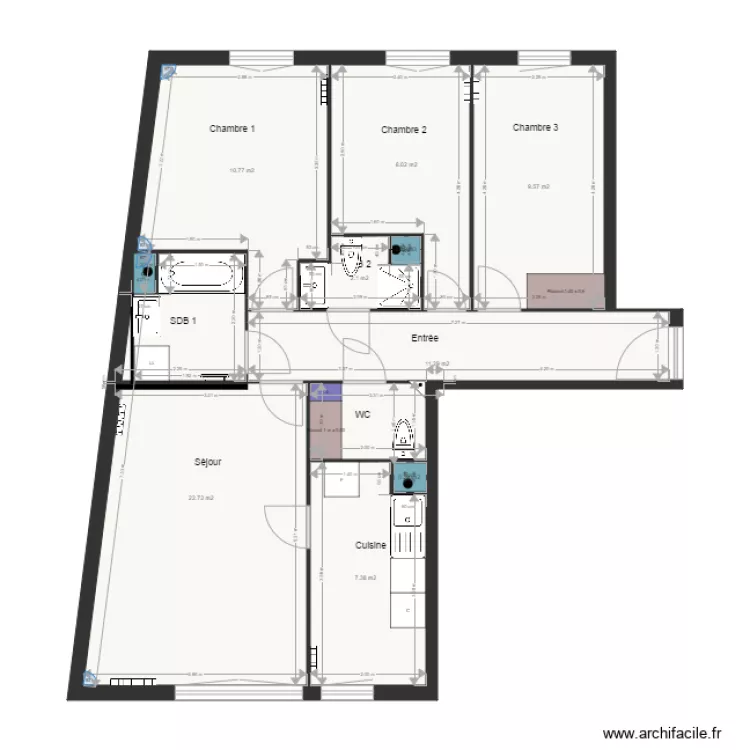 Plan existant appartement LODI. Plan de 