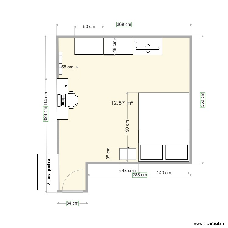 chambre. Plan de 0 pièce et 0 m2