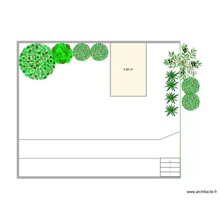 base. Plan de 1 pièce et 6 m²