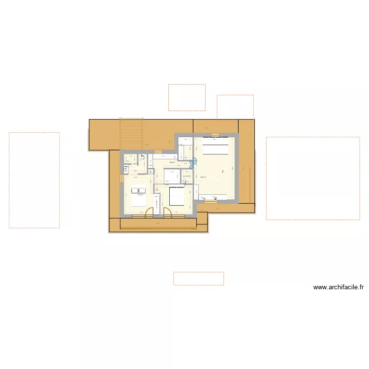 Manigod - &eacute;tage 2 - couloir arri&egrave;re + buanderie. Plan de 
