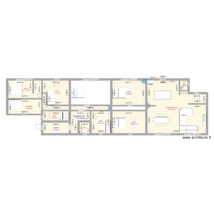 formont extension v3. Plan de 14 pièces et 157 m2