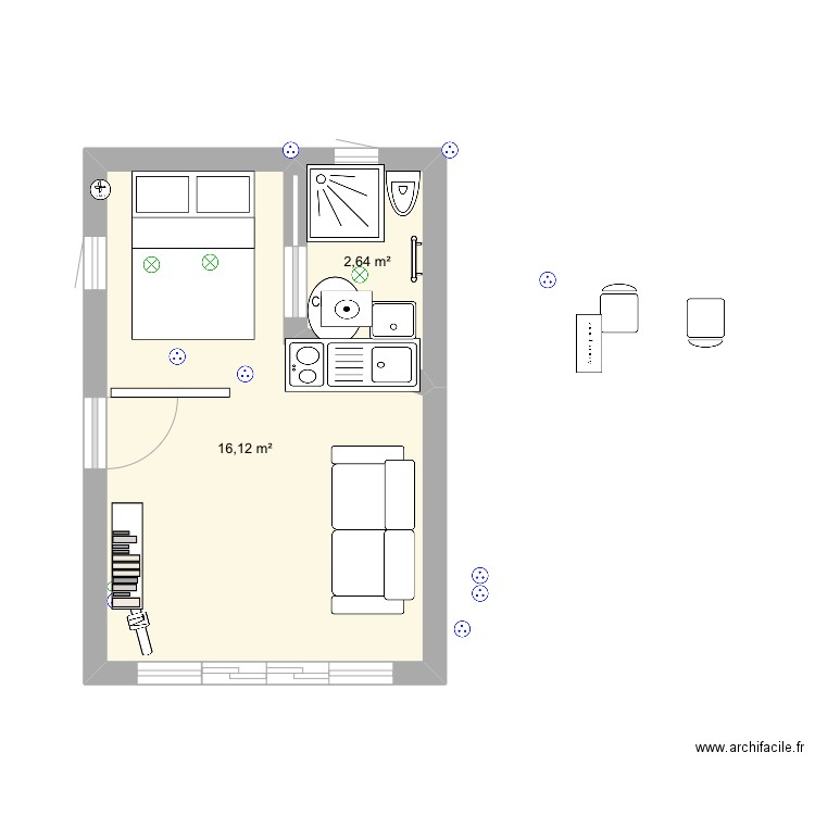 Plan 3. Plan de 2 pièces et 19 m2