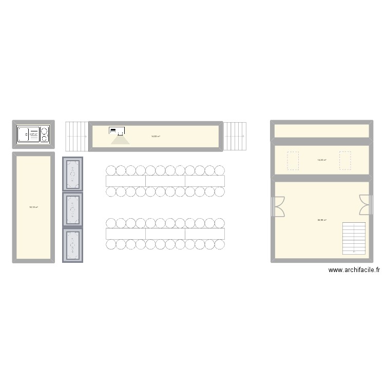 salle. Plan de 6 pièces et 94 m2