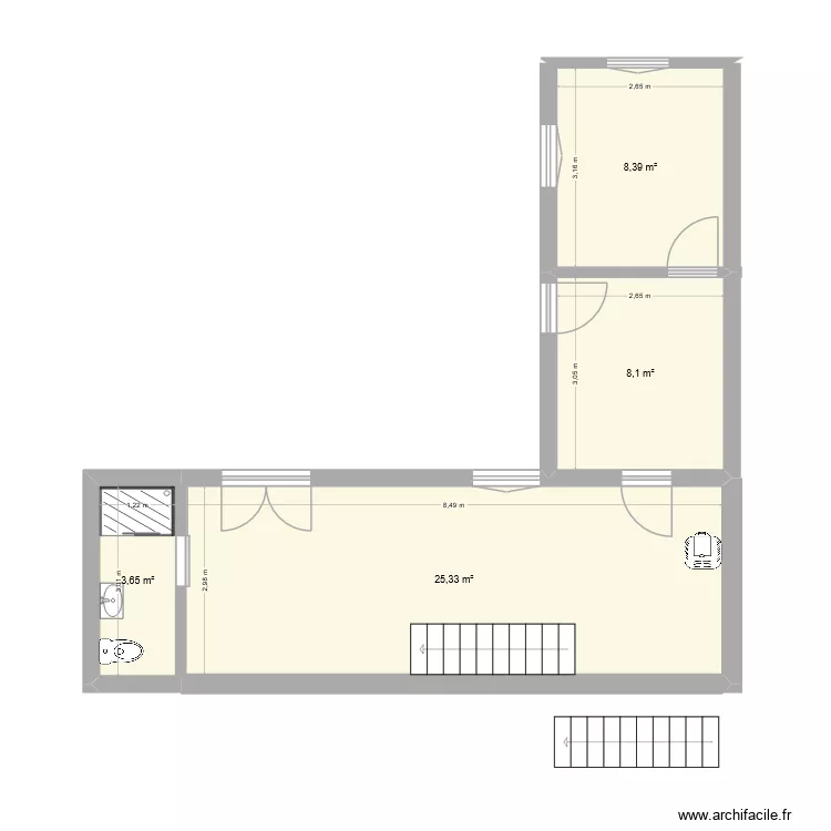 derniere marsais. Plan de 4 Pièces et 45 m²