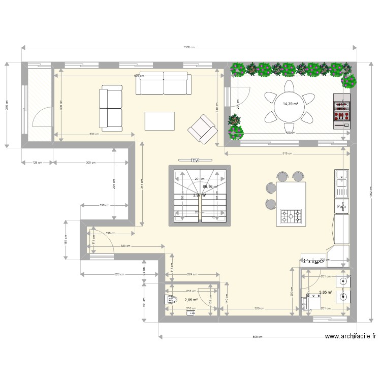 Atico Blanquerna Rdc projet. Plan de 6 pièces et 102 m2