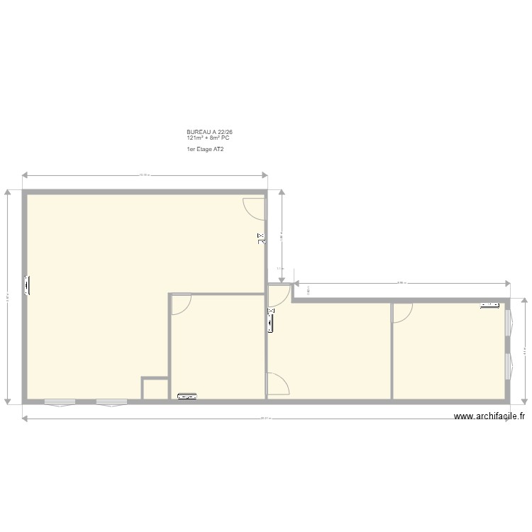 BUREAU A22/26. Plan de 5 pièces et 122 m2