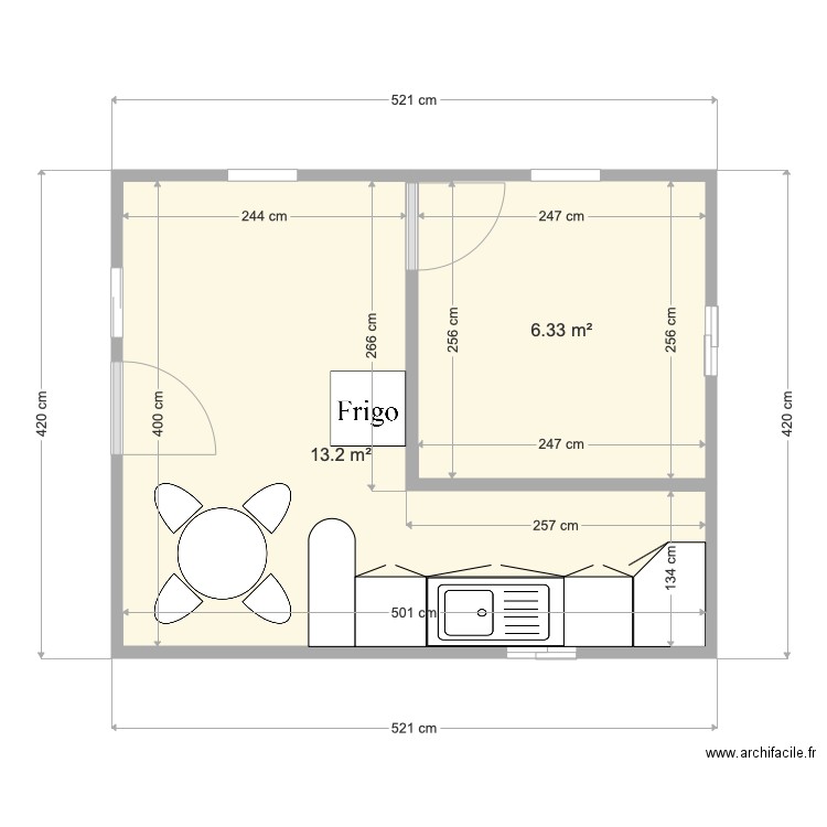 Studio 20m2 . Plan de 0 pièce et 0 m2