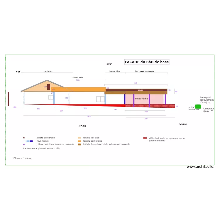 Fa&ccedil;ade du B&acirc;ti de base. Plan de 