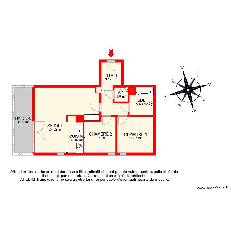 BI 10061 . Plan de 9 pièces et 81 m2