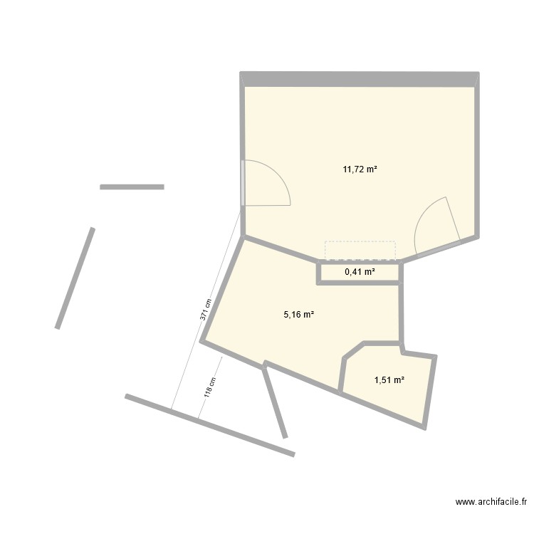 bureau. Plan de 4 pièces et 19 m2