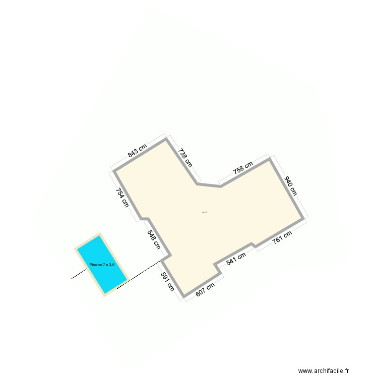 Nouau. Plan de 1 pièce et 242 m2