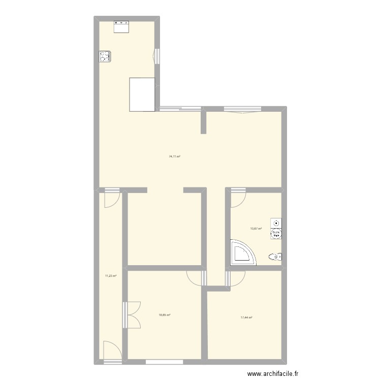 Domotique. Plan de 5 pièces et 132 m2