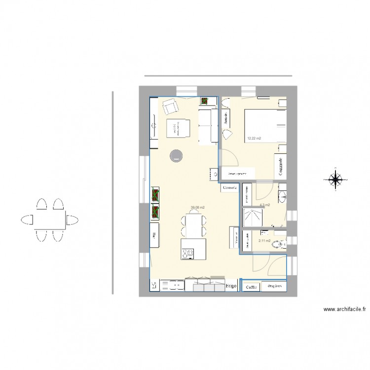 plan appart PG plain pied ferme 7 pignon ouest 2 suite parentale. Plan de 0 pièce et 0 m2