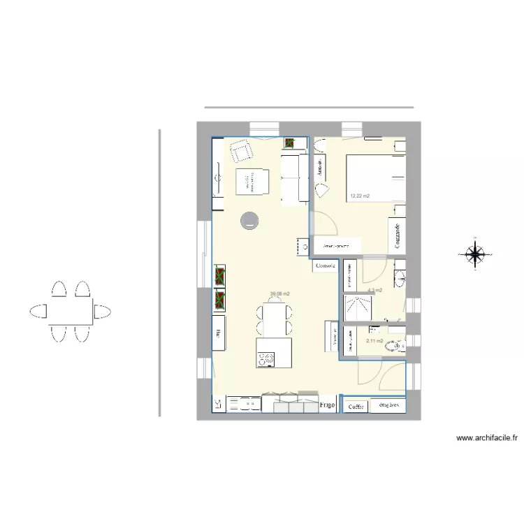 plan appart PG plain pied ferme 7 pignon ouest 2 suite parentale. Plan de 