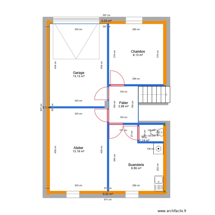 Ducrozet - Projet. Plan de 9 pièces et 48 m2