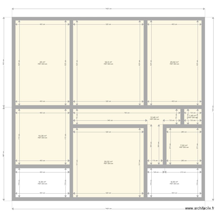 Projection 28.02.22. Plan de 10 pièces et 164 m2