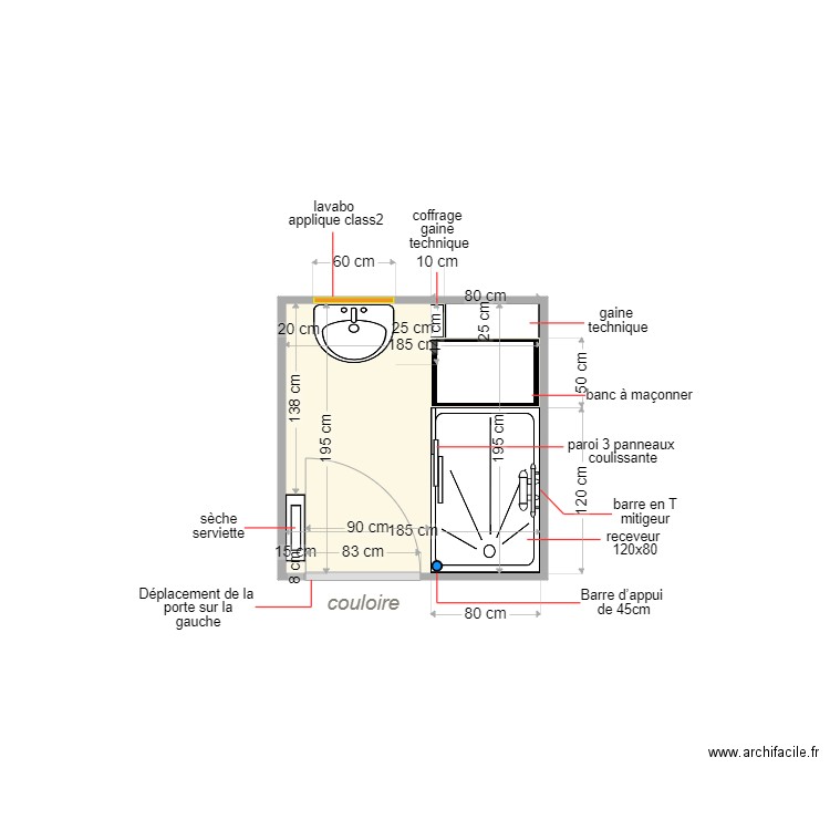 Dufour avant. Plan de 1 pièce et 4 m2