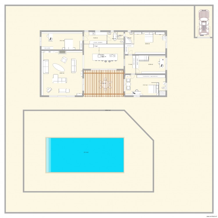 u piscine. Plan de 0 pièce et 0 m2