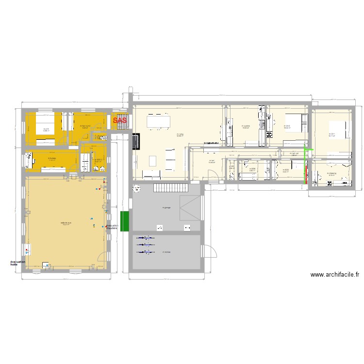 maison 3 CH bureau abri salle de jeux raccords évacuations. Plan de 0 pièce et 0 m2