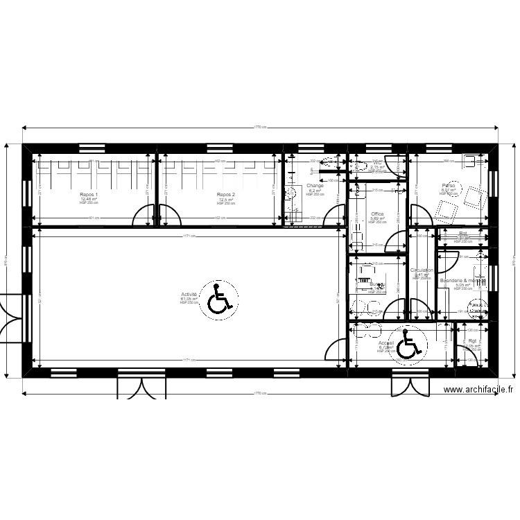 Standard JORDAN V3. Plan de 13 pièces et 132 m2