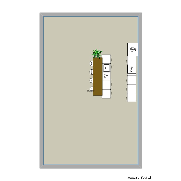 Cuisine . Plan de 1 pièce et 67 m2